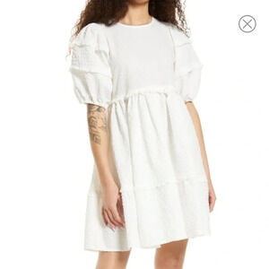 NWOT Vero Moda Women's Heidi Textured Puff Sleeve Babydoll Dress, Size Small